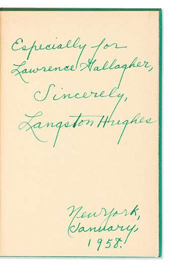 Hughes, Langston (1901-1967) Fields of Wonder, Inscribed First edition.